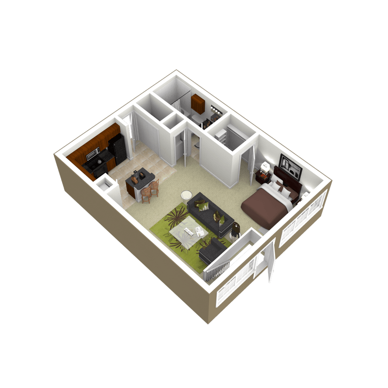 3000Sage - The Yorktown - 1 Bedroom 1Bath - 3D